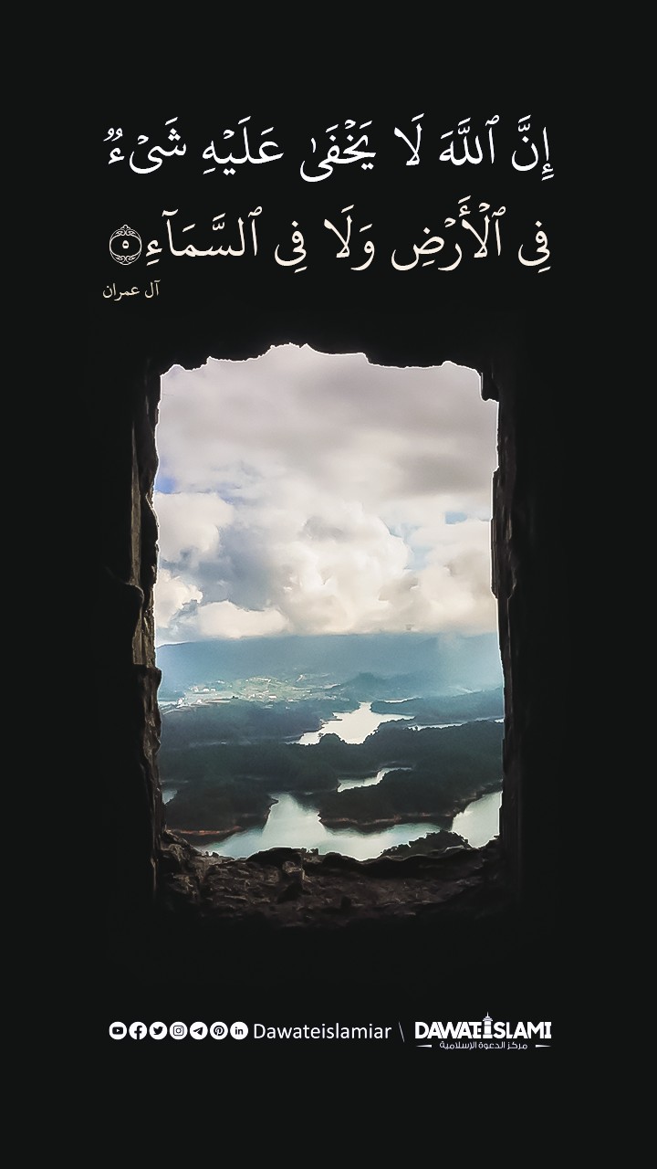إِنَّ ٱللَّهَ لَا يَخۡفَىٰ عَلَيۡهِ شَيۡءٞ فِي ٱلۡأَرۡضِ وَلَا فِي ٱلسَّمَآءِ