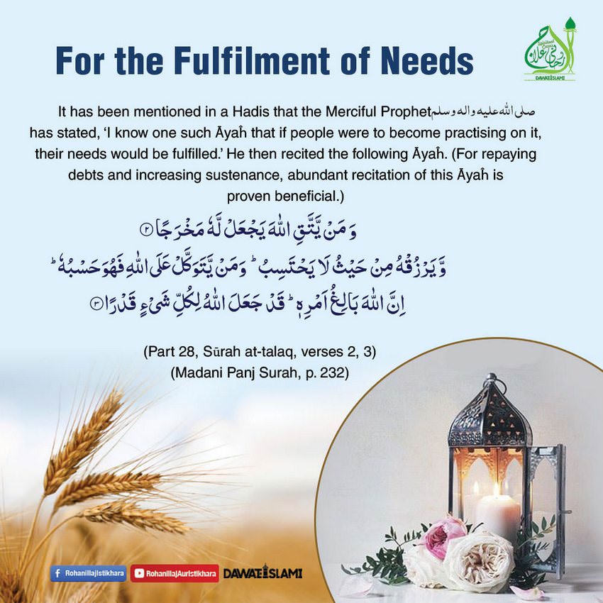 For the Fulfilment of Needs