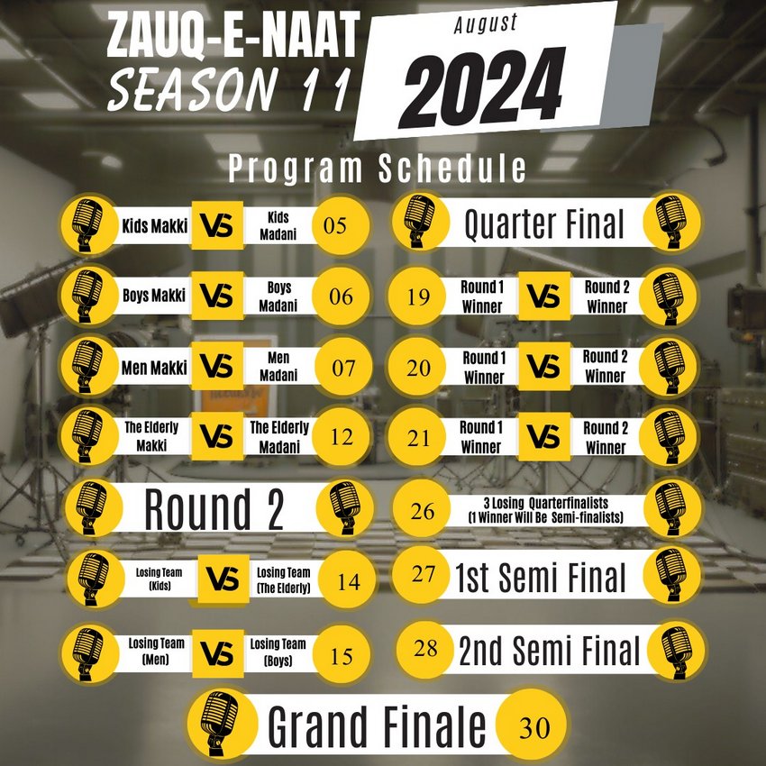 Zauq e Naat Season 11 Schedule 