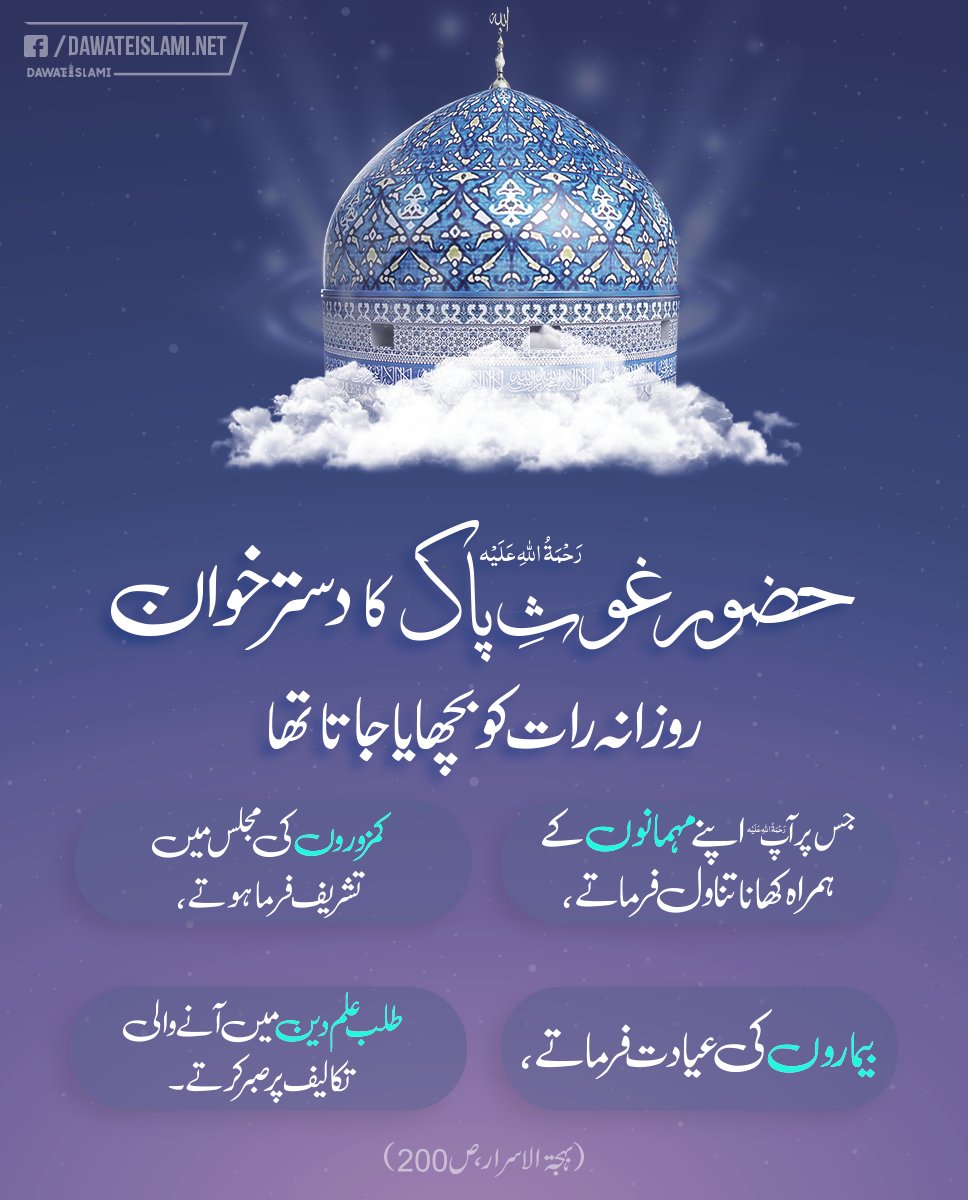 Ghous Pak رحمۃ اللہ علیہ Ka Dastarkhwan