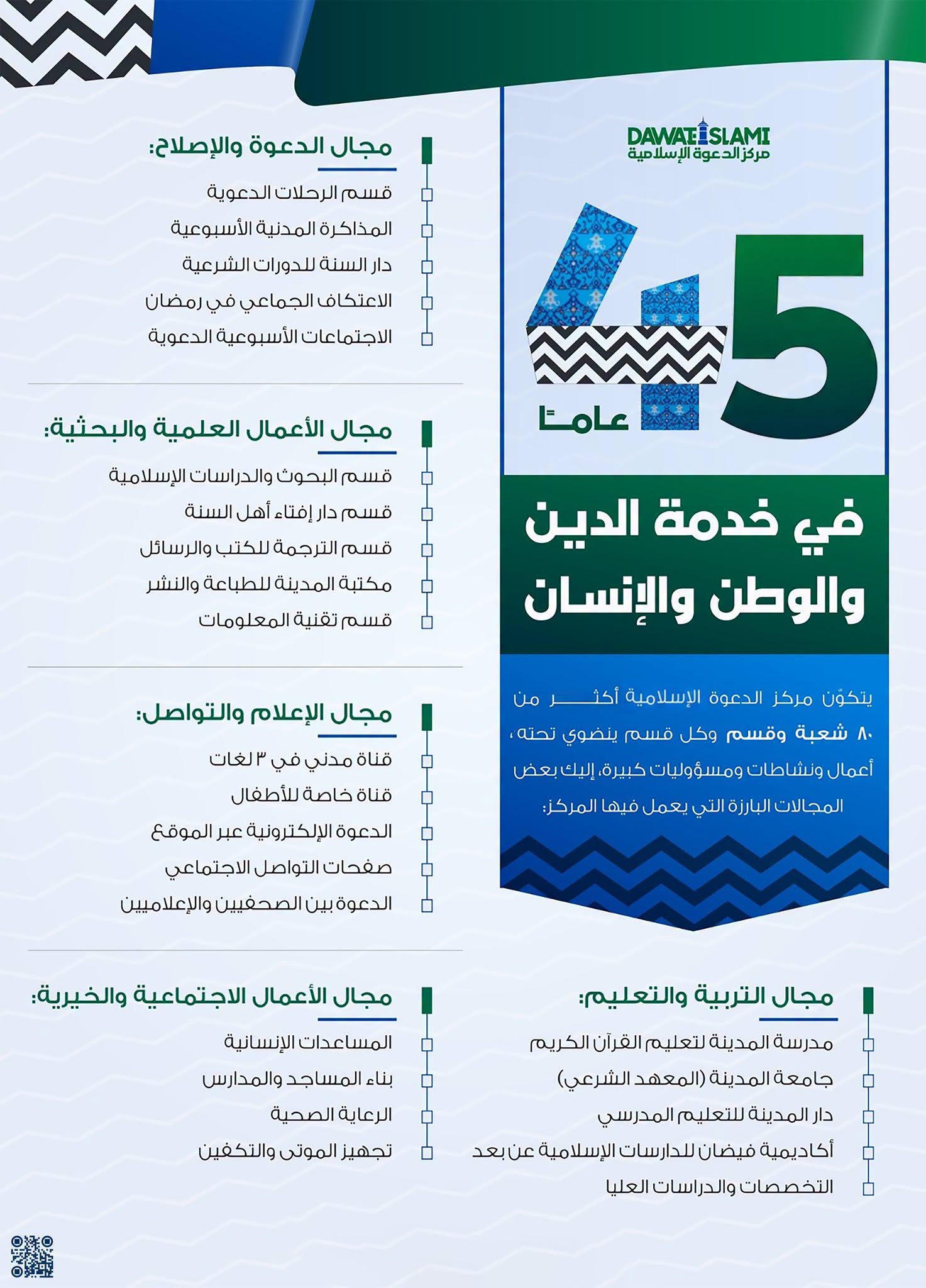 45 عامًا في خدمة الدين والوطن والإنسان