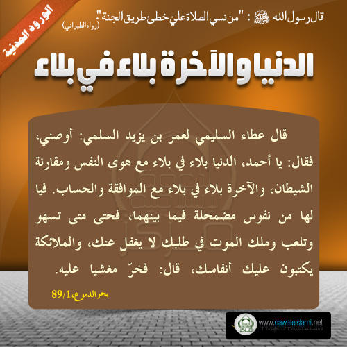 الدنيا و الآخرة بلاء في بلاء