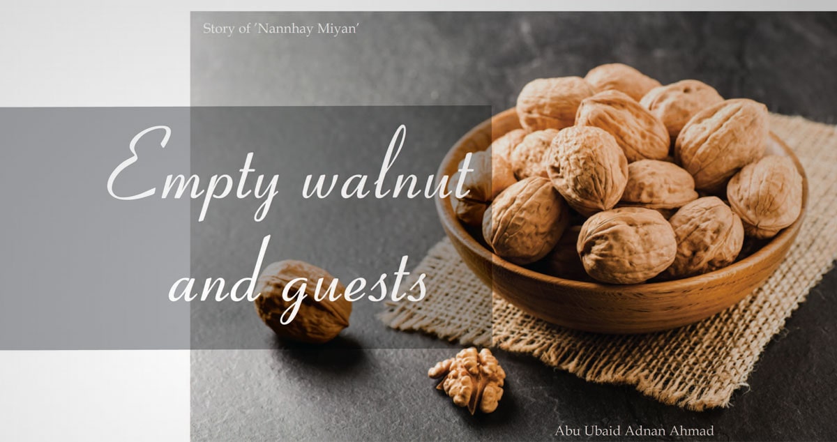 Empty walnut and guests